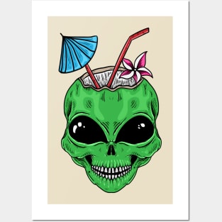 alien coconut drink Posters and Art